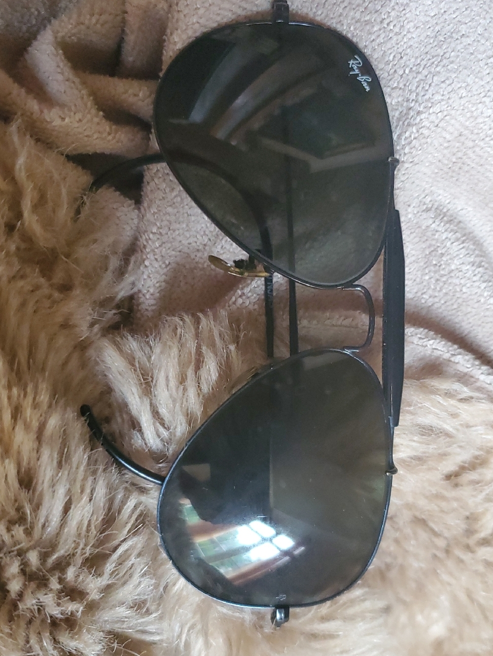 VINTAGE Bausch & Lomb Ray-Ban Black Outdoorsman Aviator Sunglasses USA